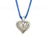 Air Force, Navy, Army, Marines, Cadet Wings Pewter Heart and Rhinestone Necklace