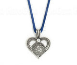 Air Force, Navy, Army, Marines, Cadet Wings Pewter Heart and Rhinestone Necklace