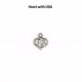 USA in Heart Wine Charm