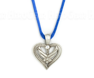 Air Force, Navy, Army, Marines, Cadet Wings Pewter Heart and Rhinestone Necklace