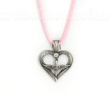 Air Force, Navy, Army, Marines, Cadet Wings Pewter Heart and Rhinestone Necklace