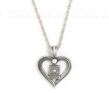 Air Force, Navy, Army, Marines, Cadet Wings Pewter Heart and Rhinestone Necklace