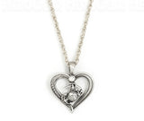 Air Force, Navy, Army, Marines, Cadet Wings Pewter Heart and Rhinestone Necklace