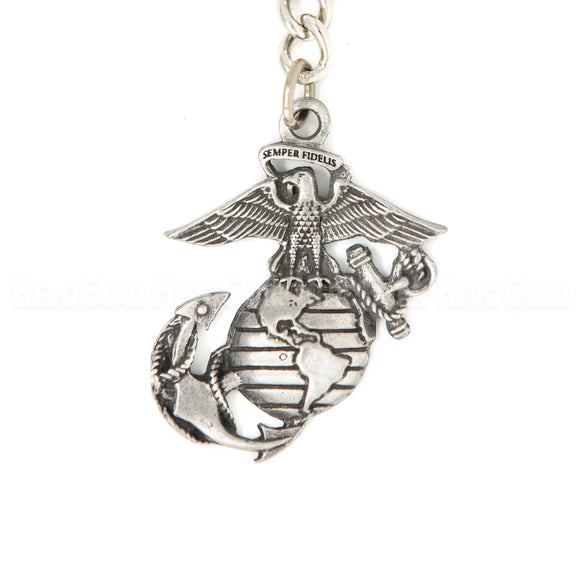 USMC Globe and Anchor Pewter Key Chain or Bag Pull
