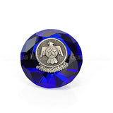 Crystal Paperweights - BLUE Diamond with Large Pewter Crest