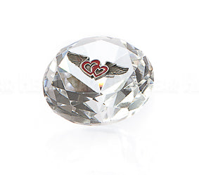 Crystal Paperweights - CLEAR Diamond with Large Pewter Crest
