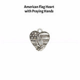 American Flag Heart Praying Hands Wine Charm