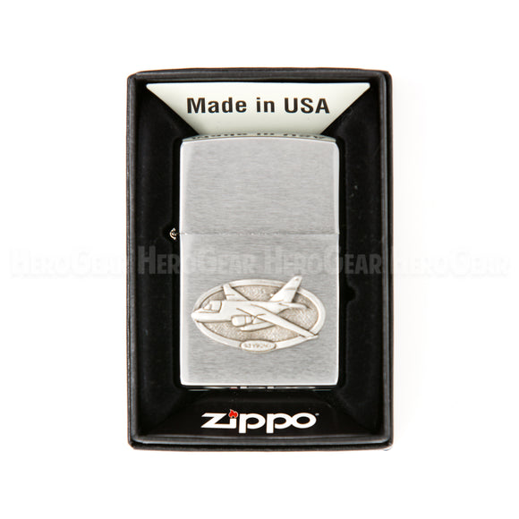 Zippo Brushed Chrome Lighter, Small Crest